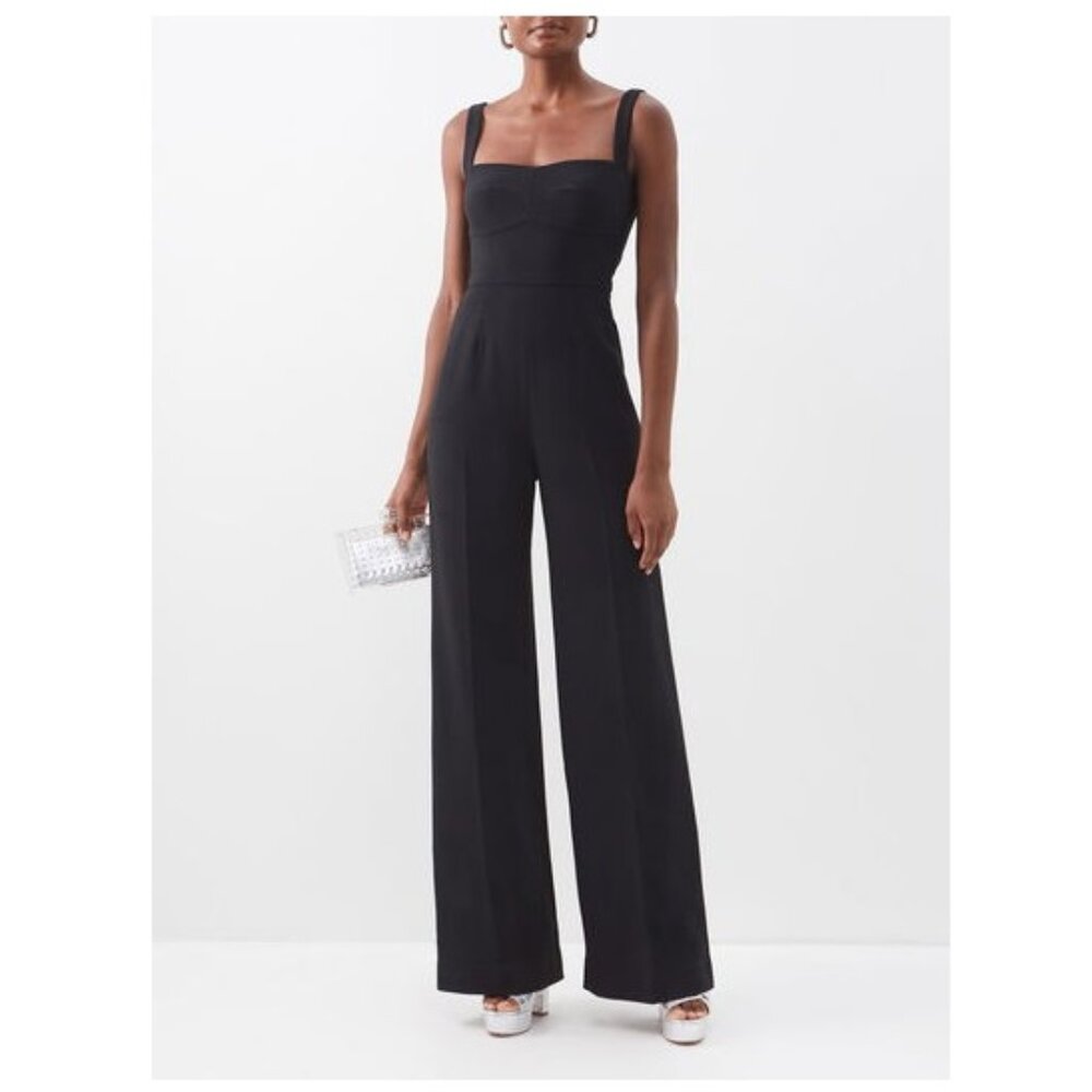 SALONI Rachel Crepe Jumpsuit / Size 10 / Black Formal Wedding Wide Leg
